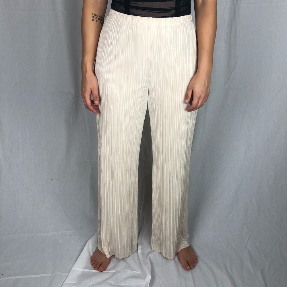 Cream/Champagne Silky Pants with Rouching